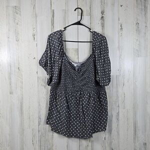 gray by Grayson social gray white polka-dot top women's plus size 4X
